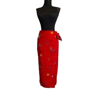 Vintage “EXTRA ENERGY” by de ratchild Red Floral Wrap Skirt Small